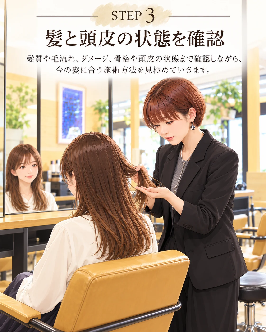 STEP3 髪と頭皮の状態を確認